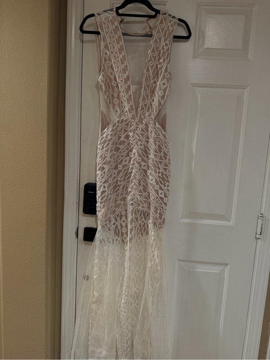 Luxxel Dresses & Skirts - New Luxxel Ivory and Nude Sheer Lace Maxi Gown